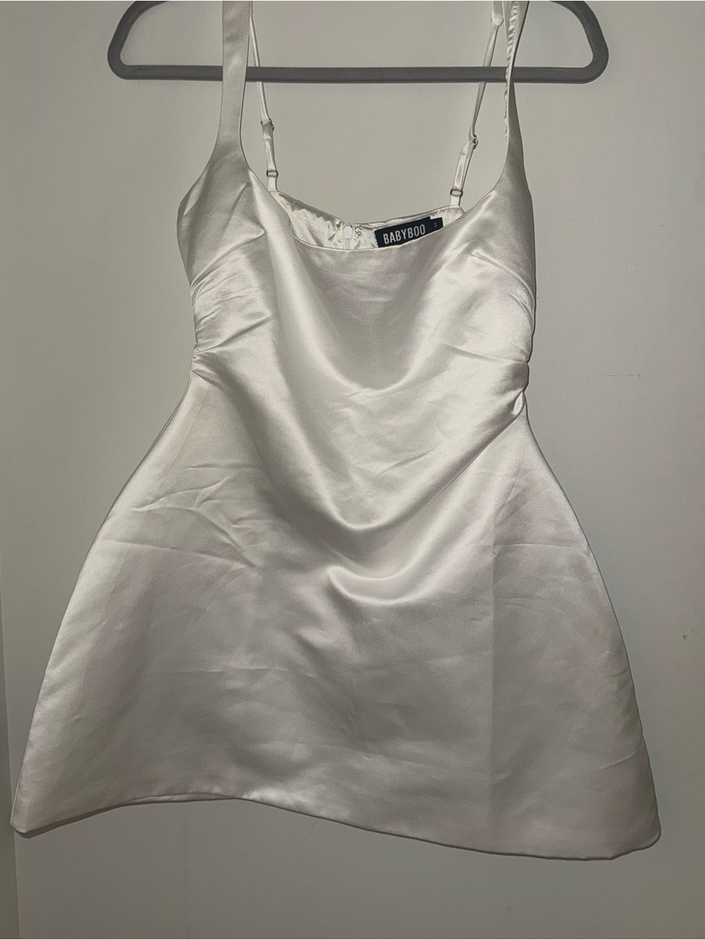 BabyBoo White Satin Cowl Neck Mini Dress